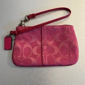 AUTHENTIC - Coach Factory - Pink Signature Skinny Wristlet